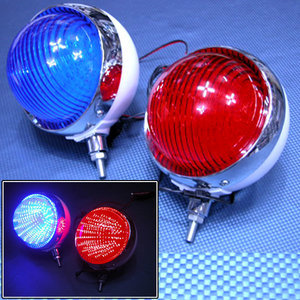 맥스오토 칩LED내장 원형볼타입 비상등/싸이키/경광등 램프 2P(블루/레드불빛) 오토바이원형싸이키 LED원형경광등