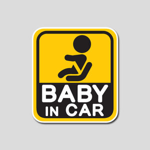 사각 베이비인카(BABY IN CAR) 프린팅 스티커 1P